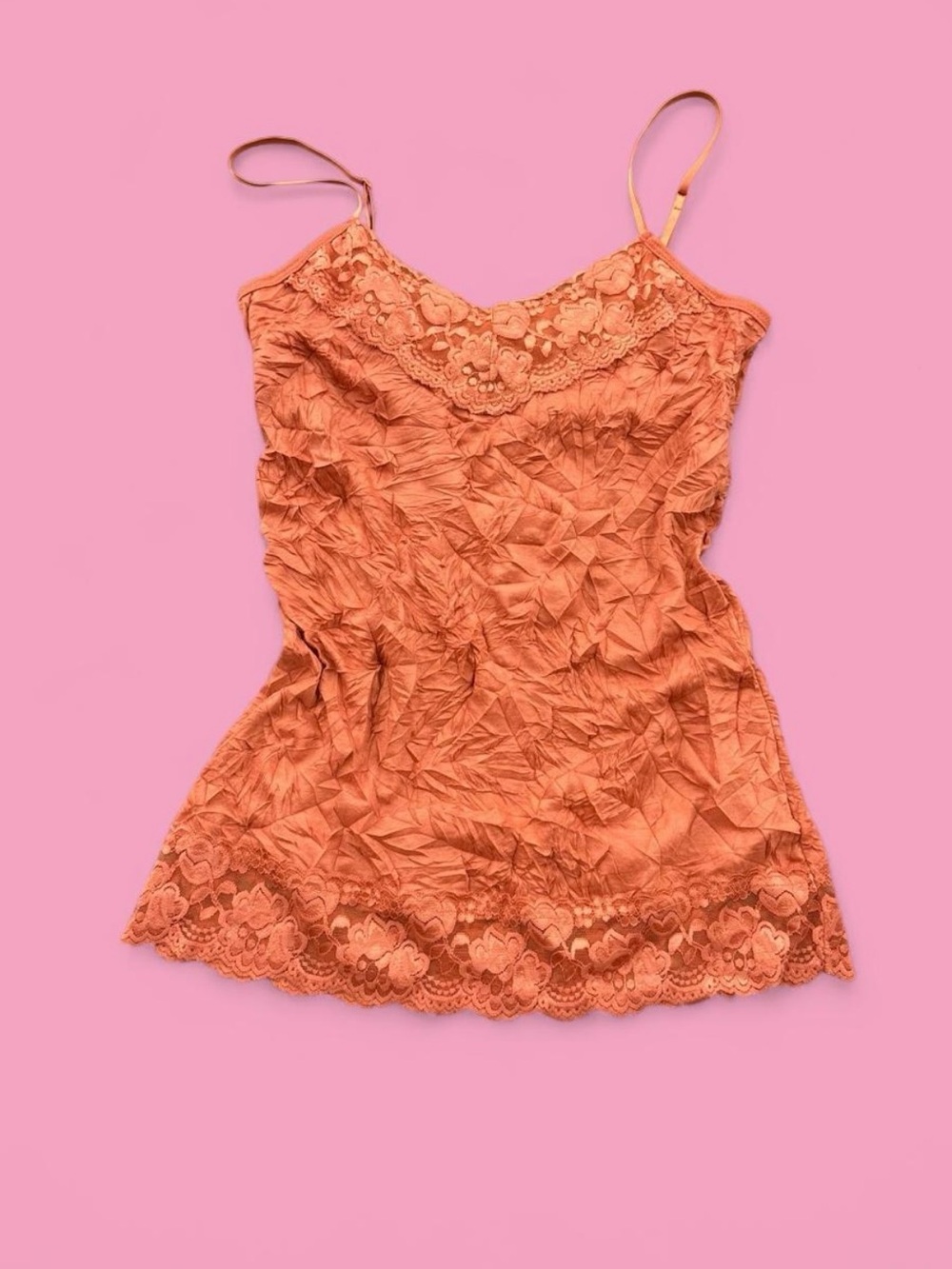 Y2k Lace Trim Cami Tank Top - Orange